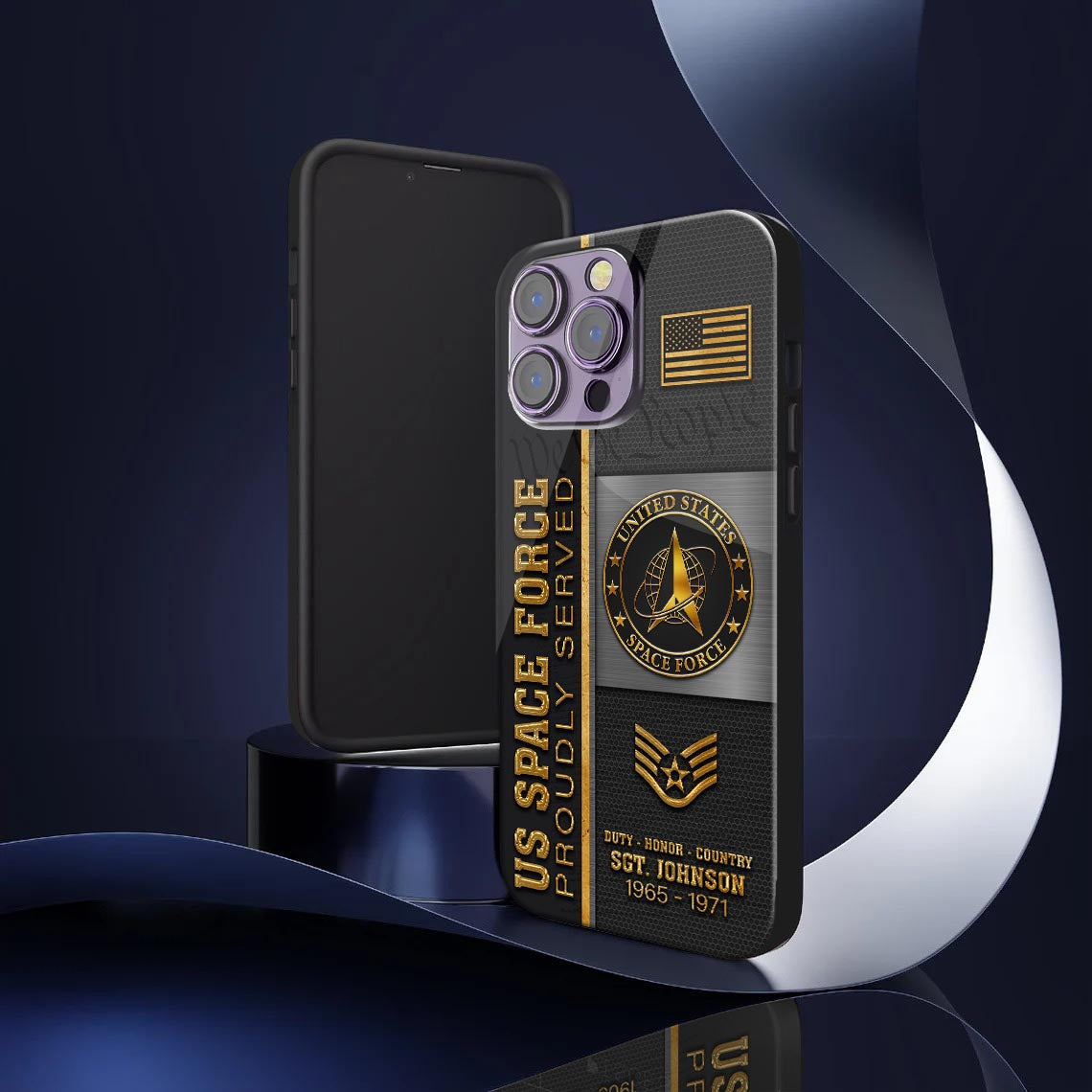 U.S. Space Force Military Proudly Served Phone Case Custom Rank, Name And Year, US Military Veteran Gifts ETRG-54206