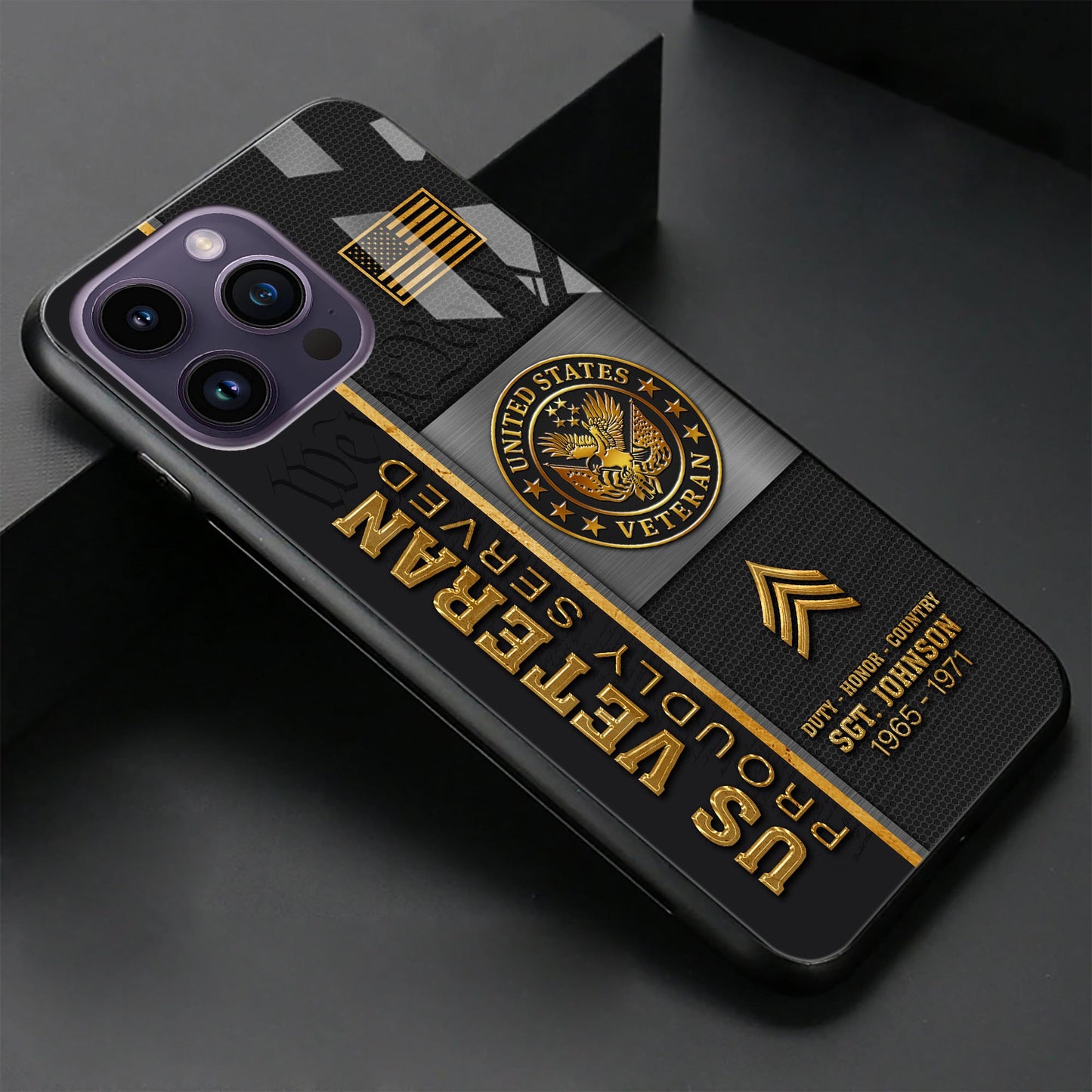 US Veteran Military Proudly Served Phone Case Custom Rank, Name And Year, US Military Veteran Gifts ETRG-54206