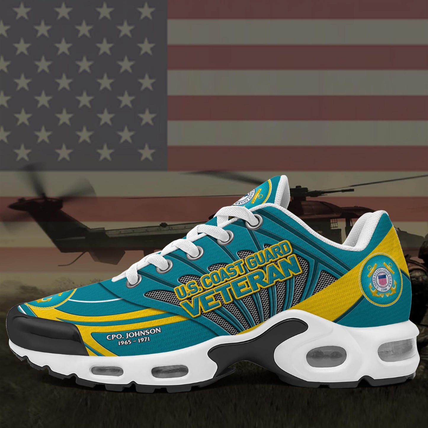 U.S. Coast Guard TN Shoes Custom Name And Year, Military Shoes, Military Gifts ETRG-61406