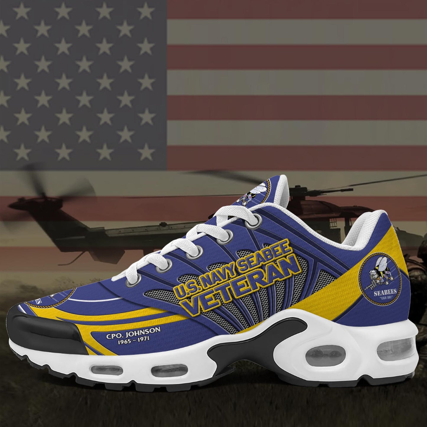 Seabee TN Shoes Custom Name And Year, Military Shoes, Military Gifts ETRG-61406