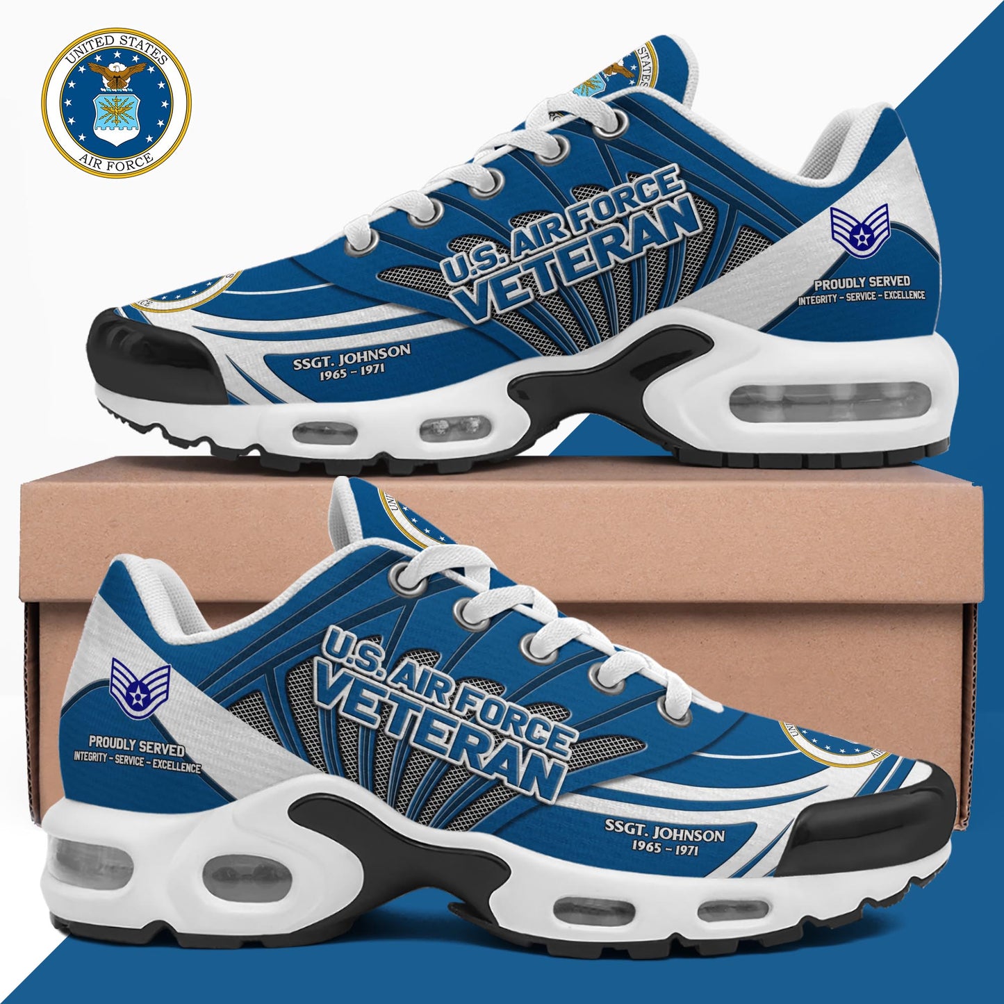 U.S. Air Force TN Shoes Custom Name, Rank And Year, Military Shoes, Military Gifts ETRG-61475