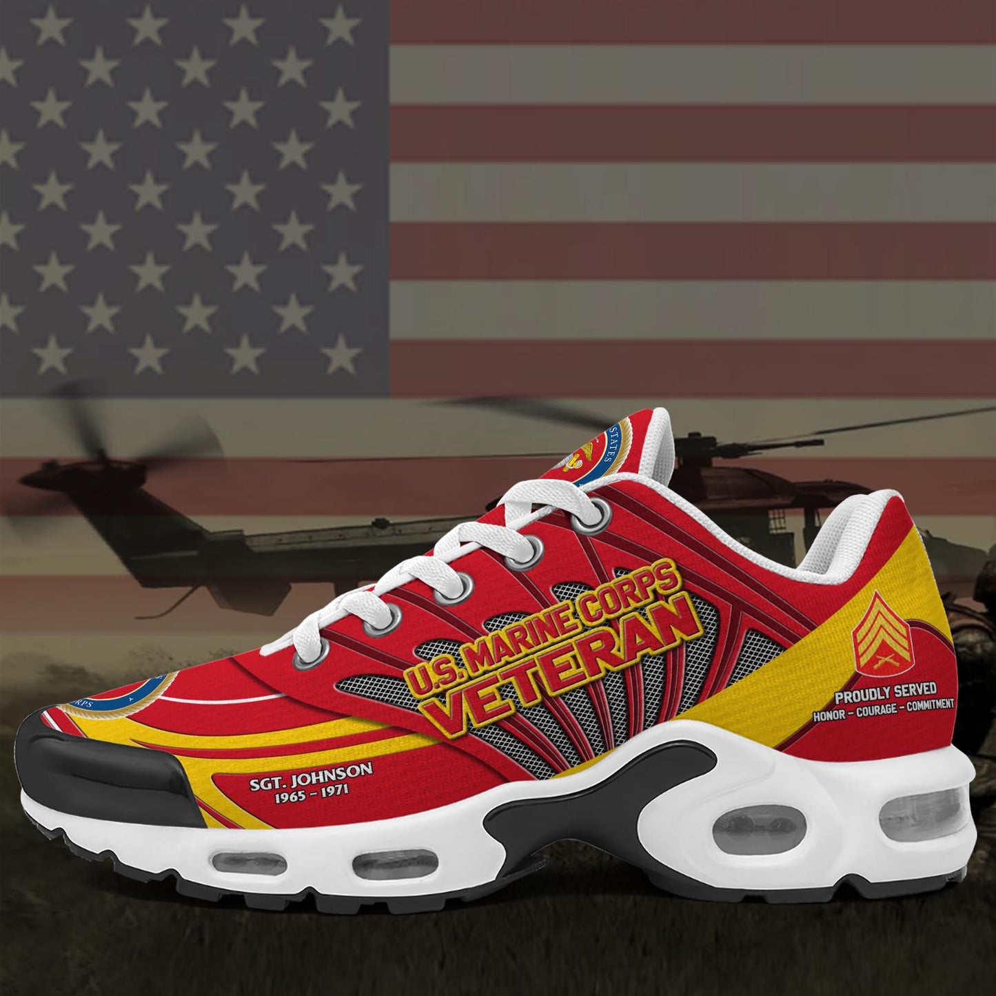 U.S. Marine Corps TN Shoes Custom Name, Rank And Year, Military Shoes, Military Gifts ETRG-61475