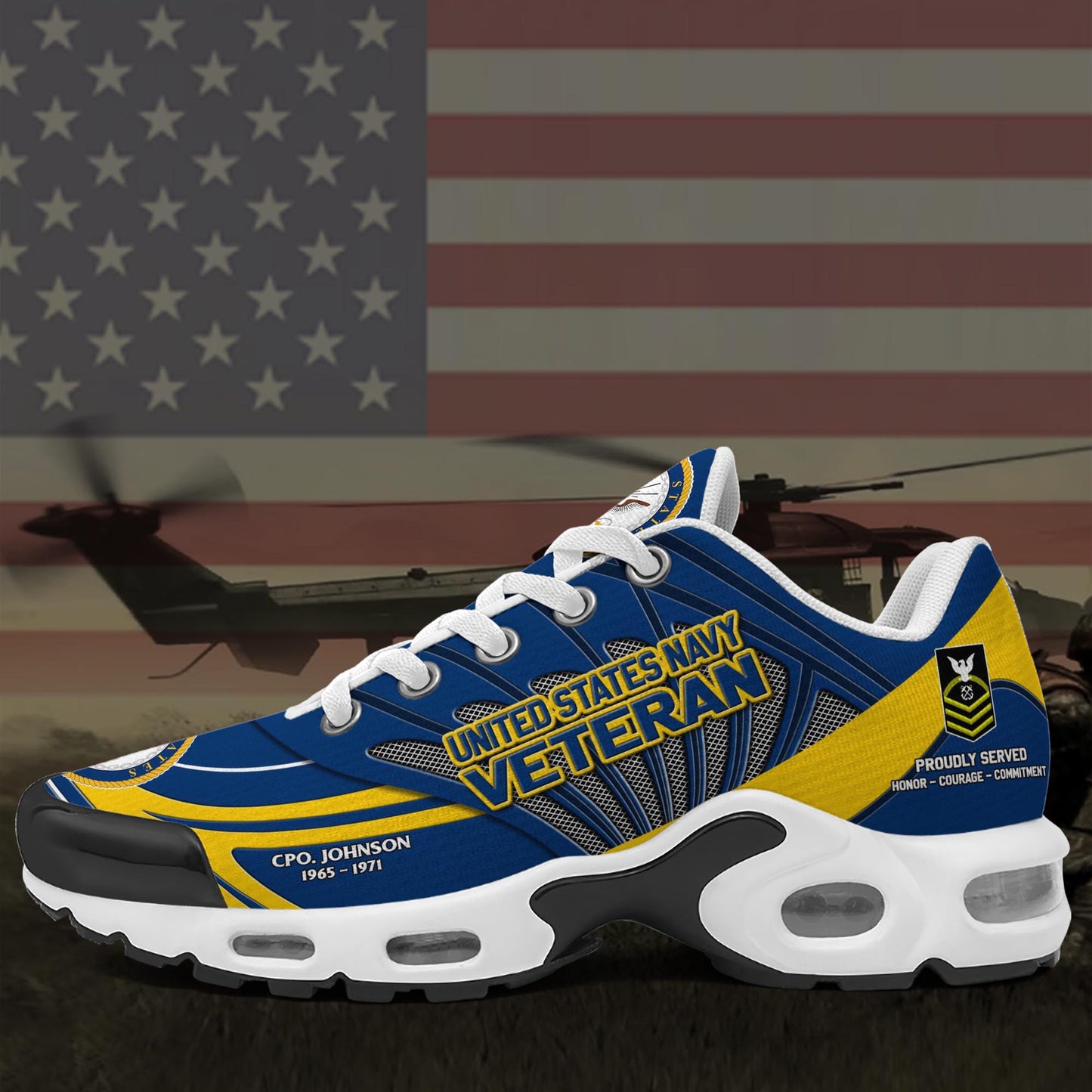 U.S. Navy TN Shoes Custom Name, Rank And Year, Military Shoes, Military Gifts ETRG-61475