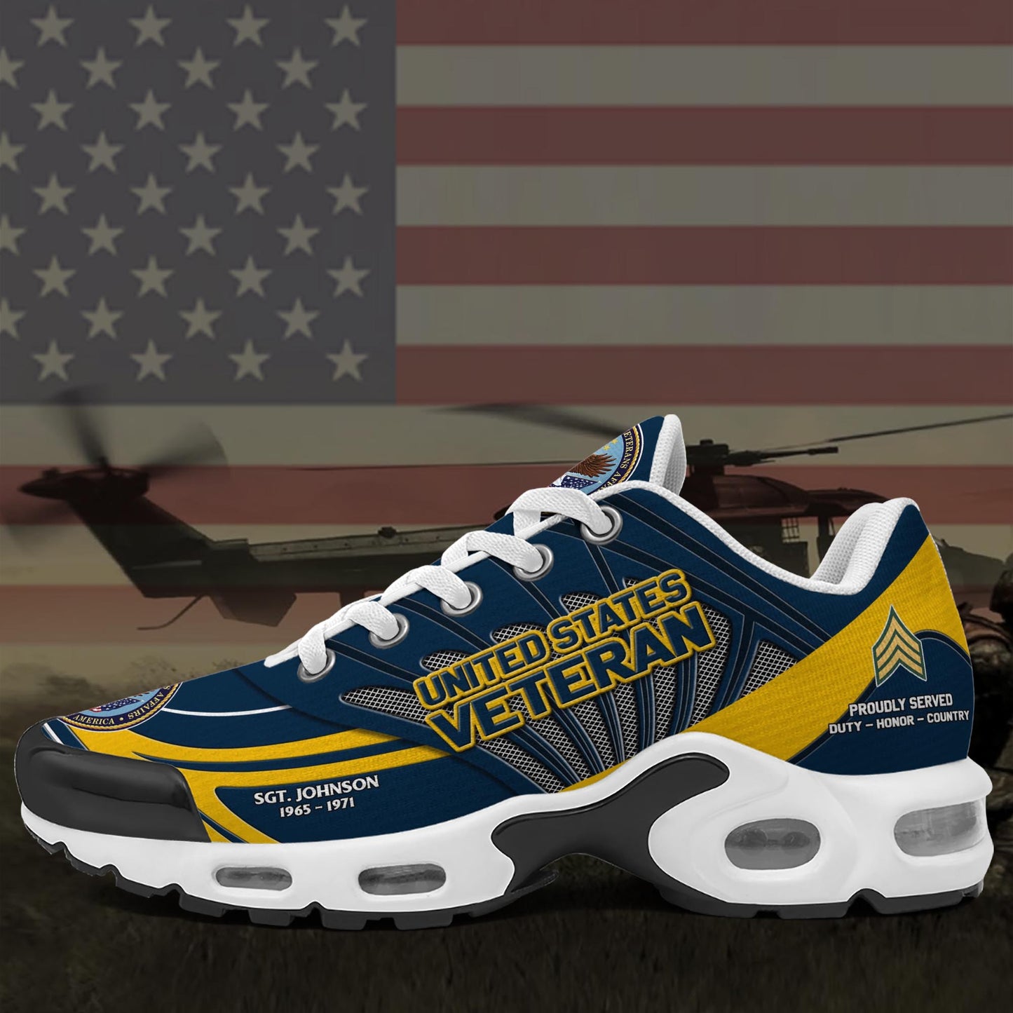 US Veteran TN Shoes Custom Name, Rank And Year, Military Shoes, Military Gifts ETRG-61475