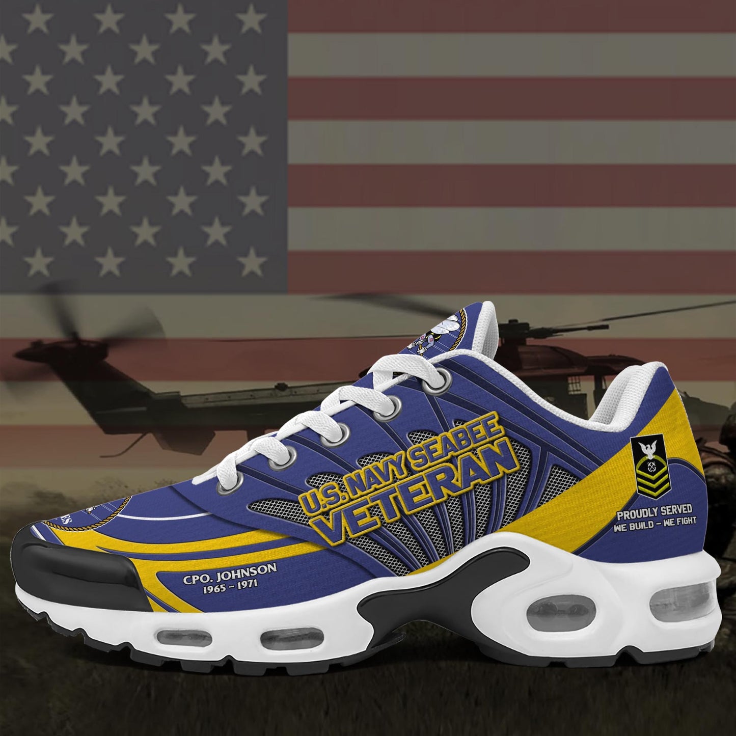 Seabee TN Shoes Custom Name, Rank And Year, Military Shoes, Military Gifts ETRG-61475