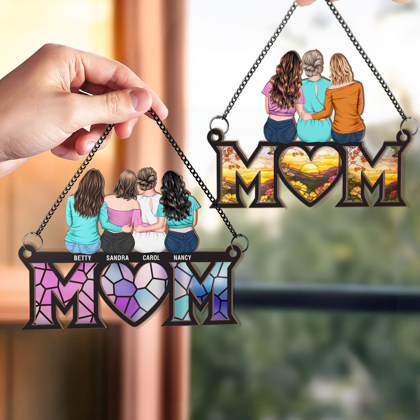 Mother and Daughter On Suncatcher, Personalized Window Hanging From Daughter, Custom Mum & Daughter, Mothers Day Gift for Mom, Grandma