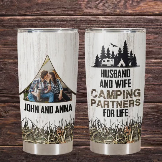 Personalized Husband And Wife Camping Partner For Life Tumbler - Gift for Camp Husband and Wife