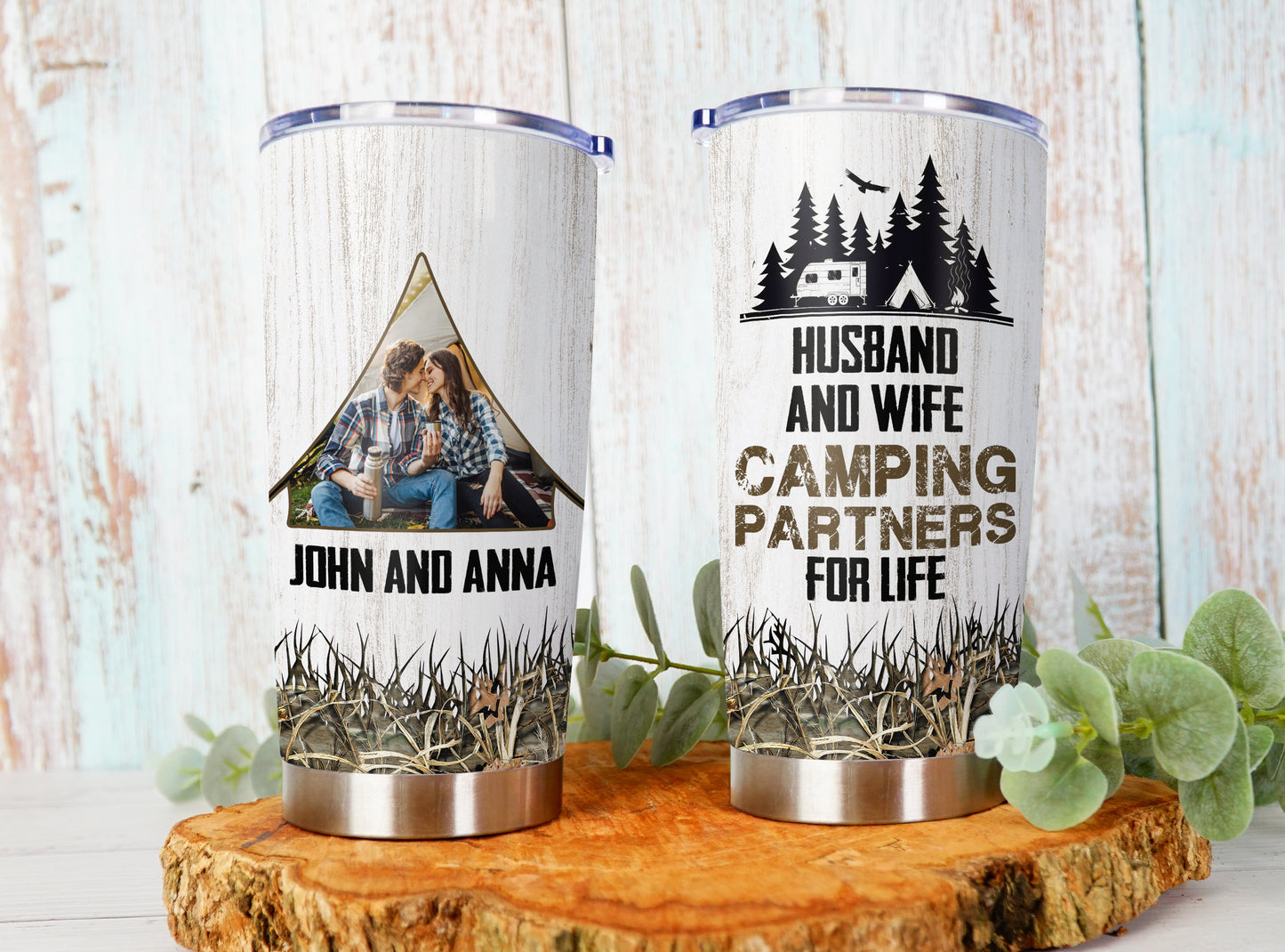 Personalized Husband And Wife Camping Partner For Life Tumbler - Gift for Camp Husband and Wife