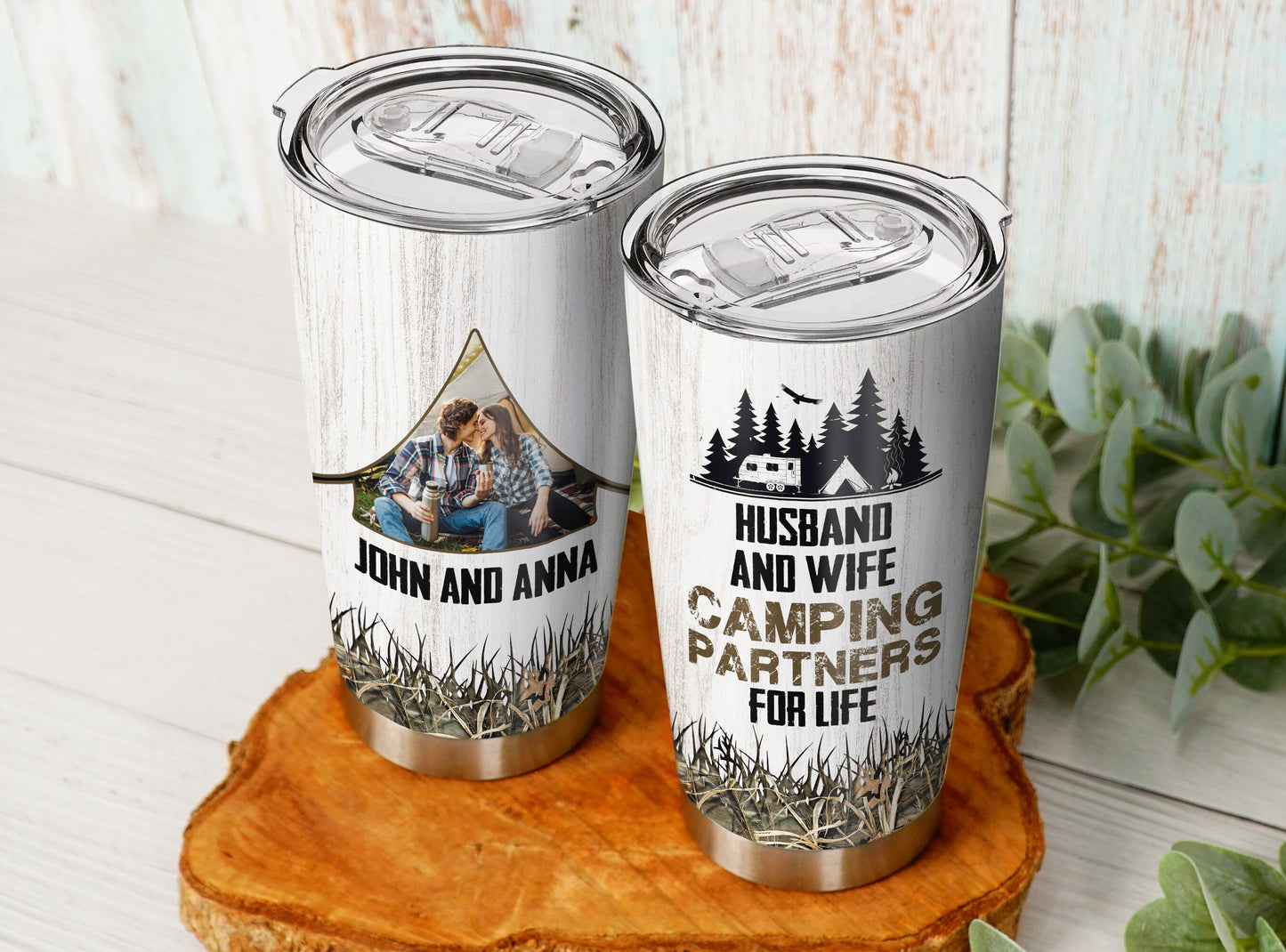 Personalized Husband And Wife Camping Partner For Life Tumbler - Gift for Camp Husband and Wife