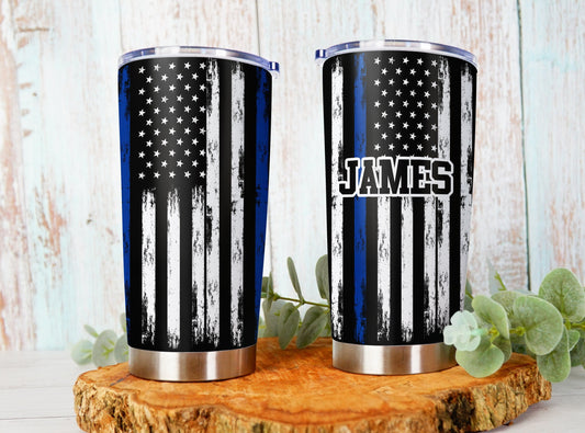 Custom Name American Flag Tumbler - 4th of July - Independence Day Gifts